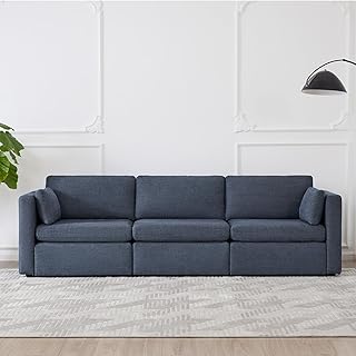 CHITA Oversized Modular Sectional Convertible Fabric Sofa Set, FSC Certified Extra Large Sectional Deep Seat Couch for Living Room,112 inch Width,3 Seat Modern Modular Sofa, Blue