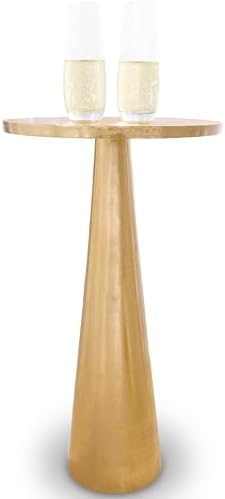 OBJET D'ART Small Round Gold End Table Art, Accent, Side, Pedestal, Cocktail and Drink Table for Living Room and Small Spaces, Orne Vintage Metal Brass Style Decor, 21 inches Height (Set of 2)