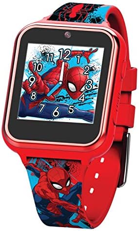 Accutime Marvel Spider-Man Red Educational Touchscreen Smart Watch Toy for Boys, Girls, Toddlers - Selfie Cam, Learning Games, Alarm, Calculator, Pedometer, and More (Model: SPD4588AZ)