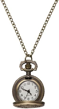 UKCOCO Pocket Watch Antique Bronze Mechanical Steampunk Fob Watch Rose Patten Jewelry Hand wind Pocket Watch with Chain for Men Women Holiday