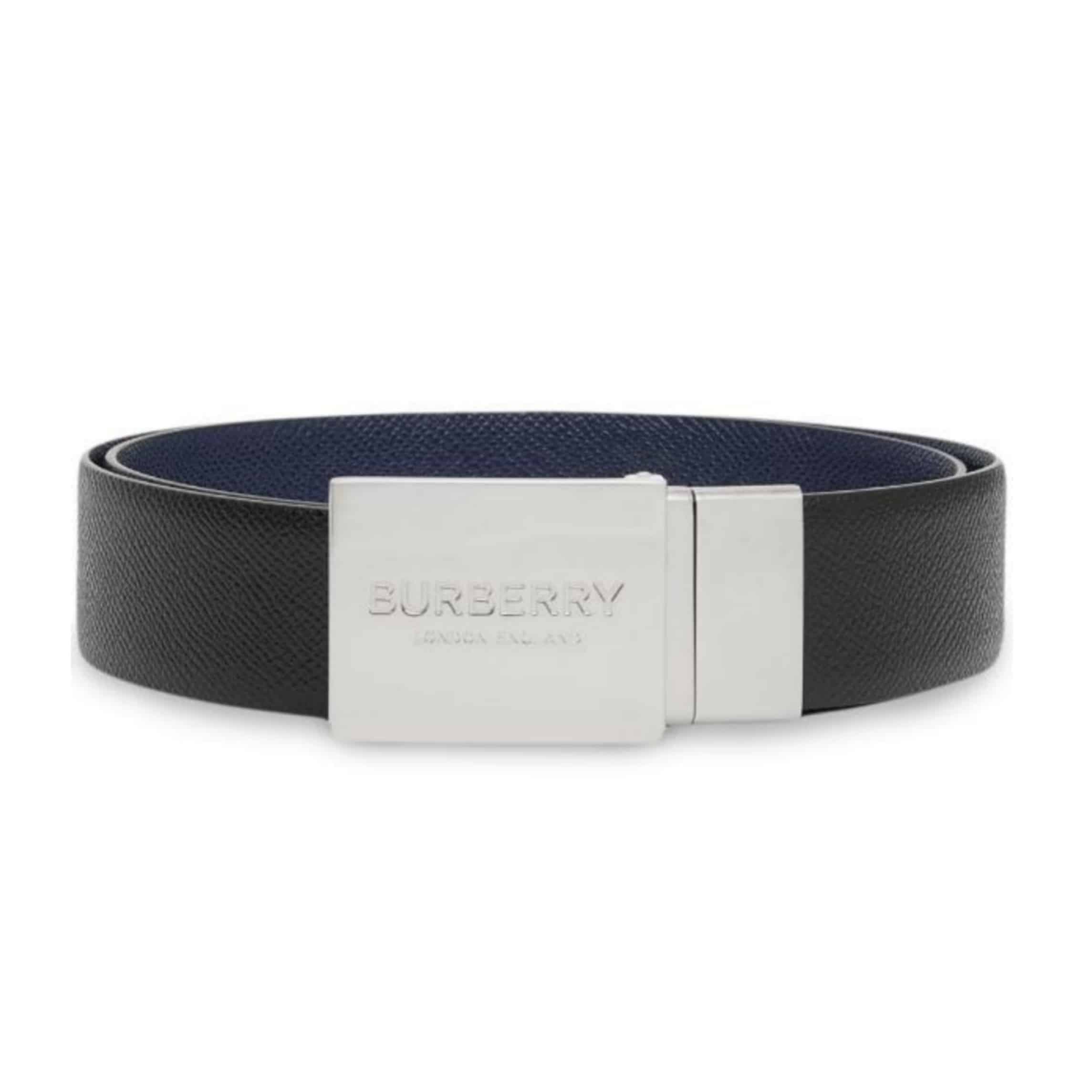 BURBERRY REVERSIBLE PLAQUE BUCKLE GRAINY LEATHER BELT – B25