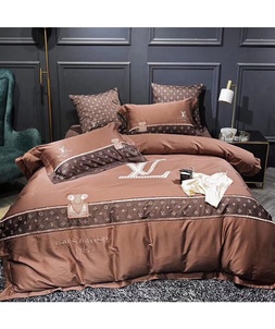 Fake designer louis vuitton home brown bedding set