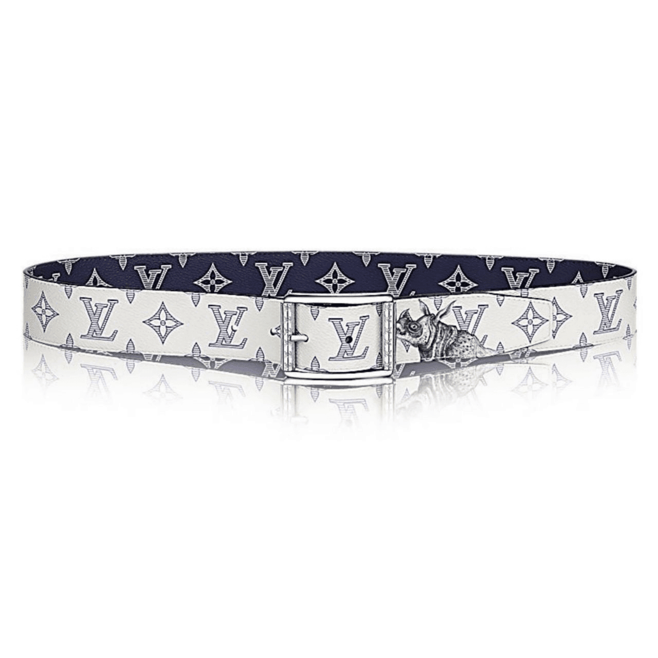 LOUIS VUITTON WHITE/BLUE MONOGRAM SA.VANE CANVAS CHAP.MAN BROTHERS RE.VERSO BELT – B101
