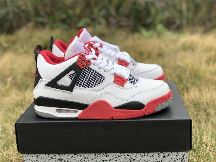 PK AIR JORDAN 4 IV WHITE FIRE RED NIKE SWOOSH AIR