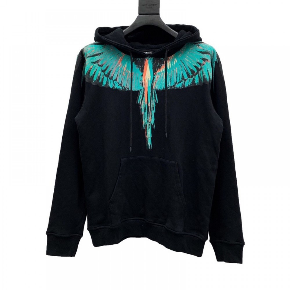 A+ Quality Marcelo Burlon Emerald Wings Hoodie Black